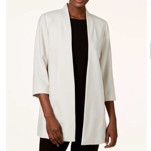 Eileen Fisher Large open Cardigan Blazer kimono Knitwear Pockets Cotton white